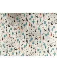 Tissu cretonne "Parc" - Fond blanc
