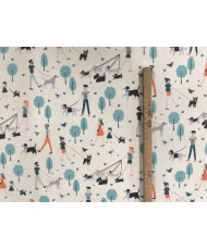 Tissu cretonne "Parc" - Fond blanc