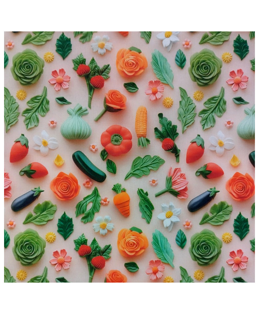 Toile enduite Veggie 3D-140 cm