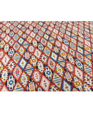 Tissu coton imprimé géométrique ethnique – Tex -  Rouge
