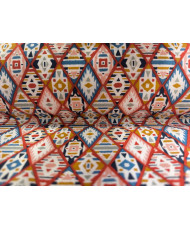 Tissu coton imprimé géométrique ethnique – Tex -  Rouge