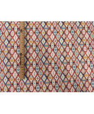 Tissu coton imprimé géométrique ethnique – Tex -  Rouge