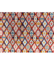 Tissu coton imprimé géométrique ethnique – Tex -  Rouge