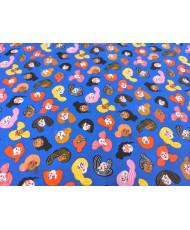 Tissu coton imprimé - Persépolis - bleu