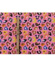 Tissu coton imprimé visage colorés - Persépolis - rose