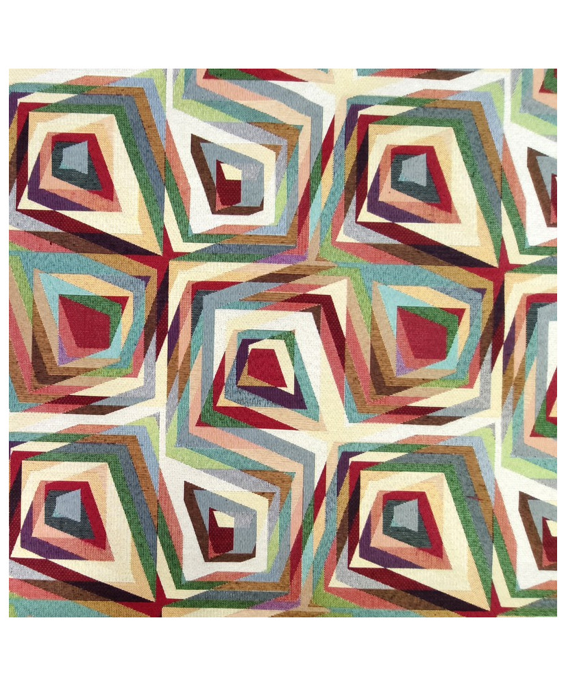 " Rutor" Jacquard Tissu Jacquard Géométrique Multicolore – Motif Cubiste en Spirale