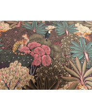 Tissu 100% Coton "Antia1" – Motif Jungle, Léopards & Perroquets – Largeur 280 cm