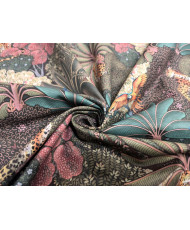 Tissu 100% Coton "Antia1" – Motif Jungle, Léopards & Perroquets – Largeur 280 cm