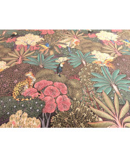 Tissu 100% Coton "Antia1" – Motif Jungle, Léopards & Perroquets – Largeur 280 cm