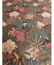 Tissu 100% Coton "Antia1" – Motif Jungle, Léopards & Perroquets – Largeur 280 cm