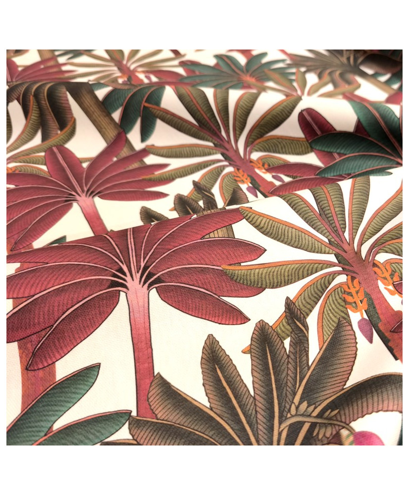 Tissu 100% Coton "Antia Palms" – Feuillage Tropical Graphique – Largeur 280 cm