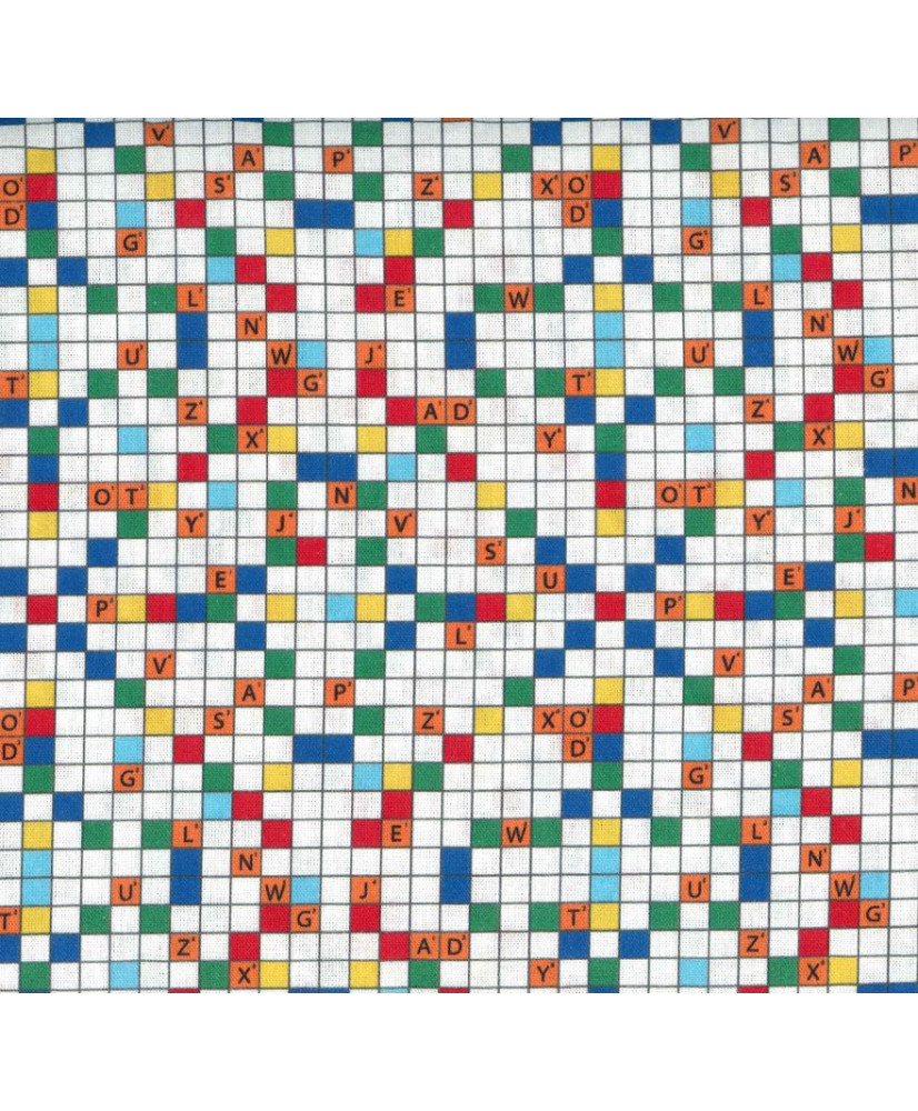 Coton-Carrés à mots- 140 cm de large