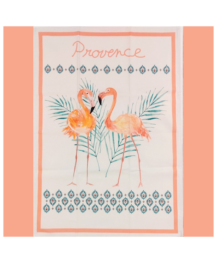 Torchon coton - Flamant rose