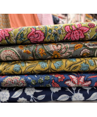 Voile de coton indien "Taj-Mahal" Indigo
