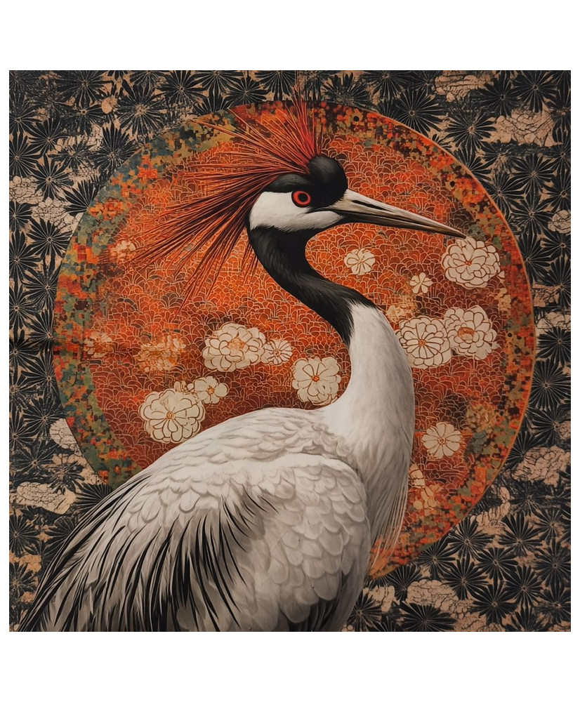 Carré velours imprimé - héron