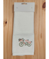 Serviette invité 30 x 50 cm brodée – Motif bicyclette