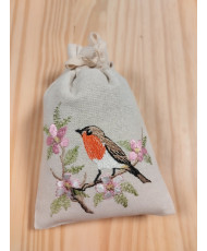 Sachet de lavande brodée « Rouge gorge »