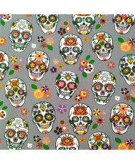 Cretonne- Calavera fond gris