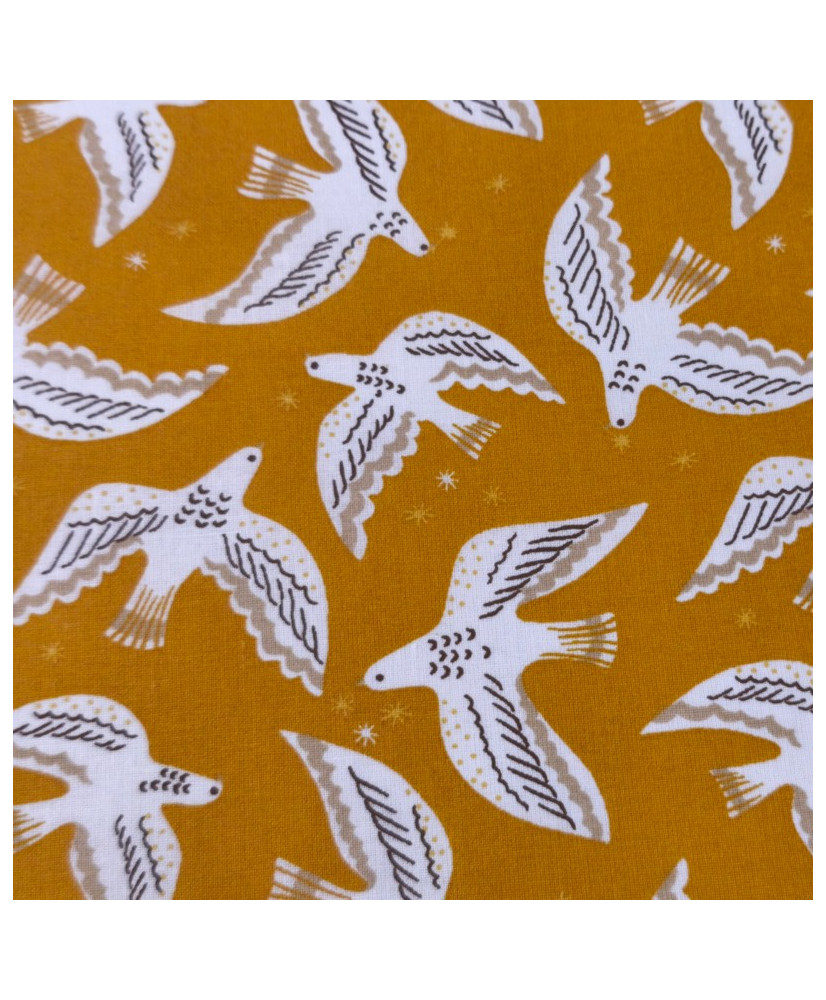 Cotton Cretonne Fabric – Onirique- yellow