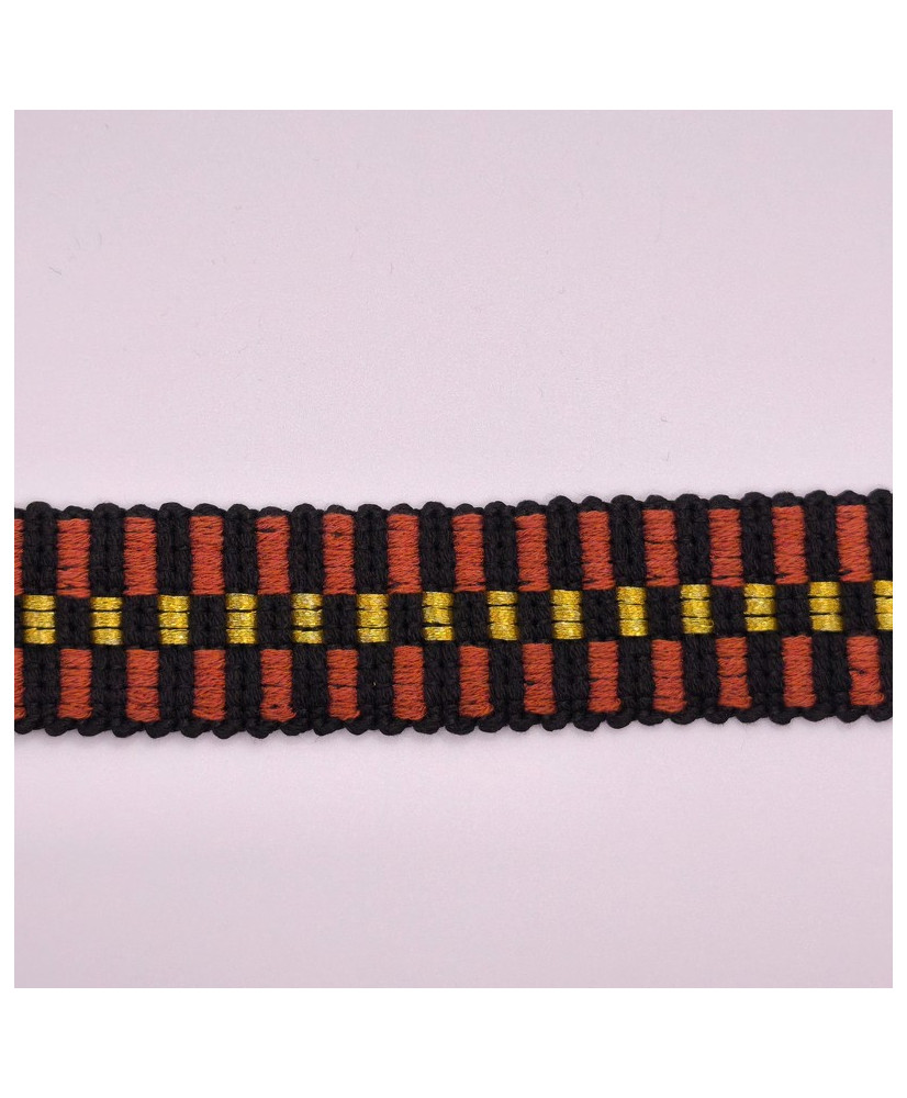 Black and Terracotta Cotton Lurex Webbing – Strong and Elegant for Bags and Accessories