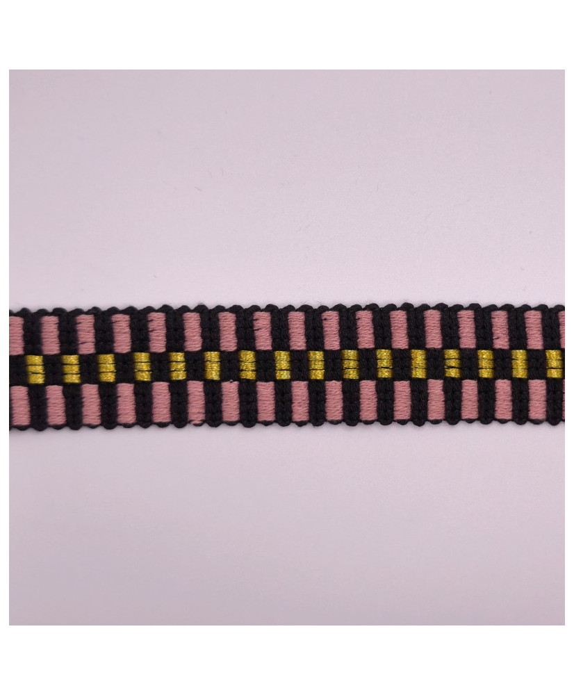 Black and pink Cotton Lurex Webbing – Strong and Elegant for Bags and Accessories