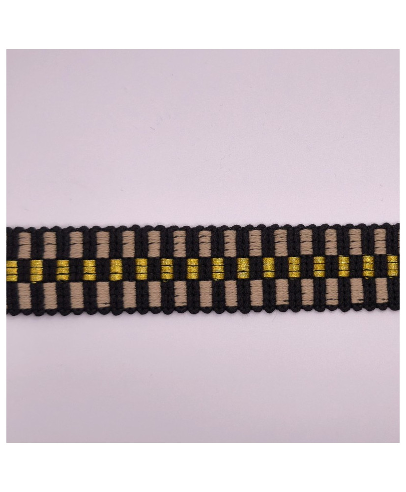 Black and linen color Cotton Lurex Webbing – Strong and Elegant for Bags and Accessories