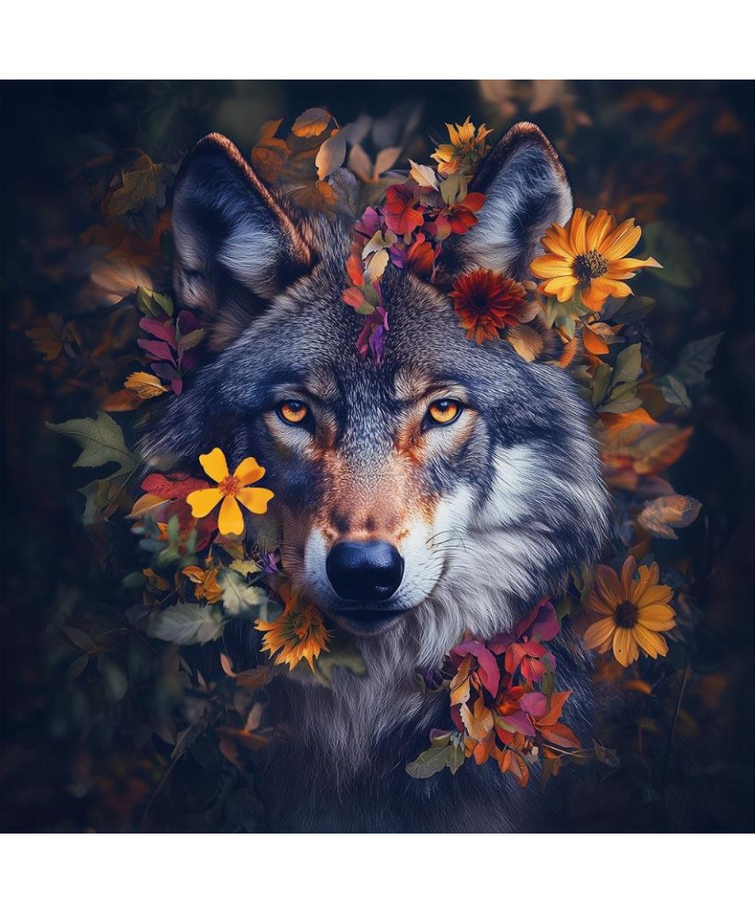 Carré velours imprimé - Loup