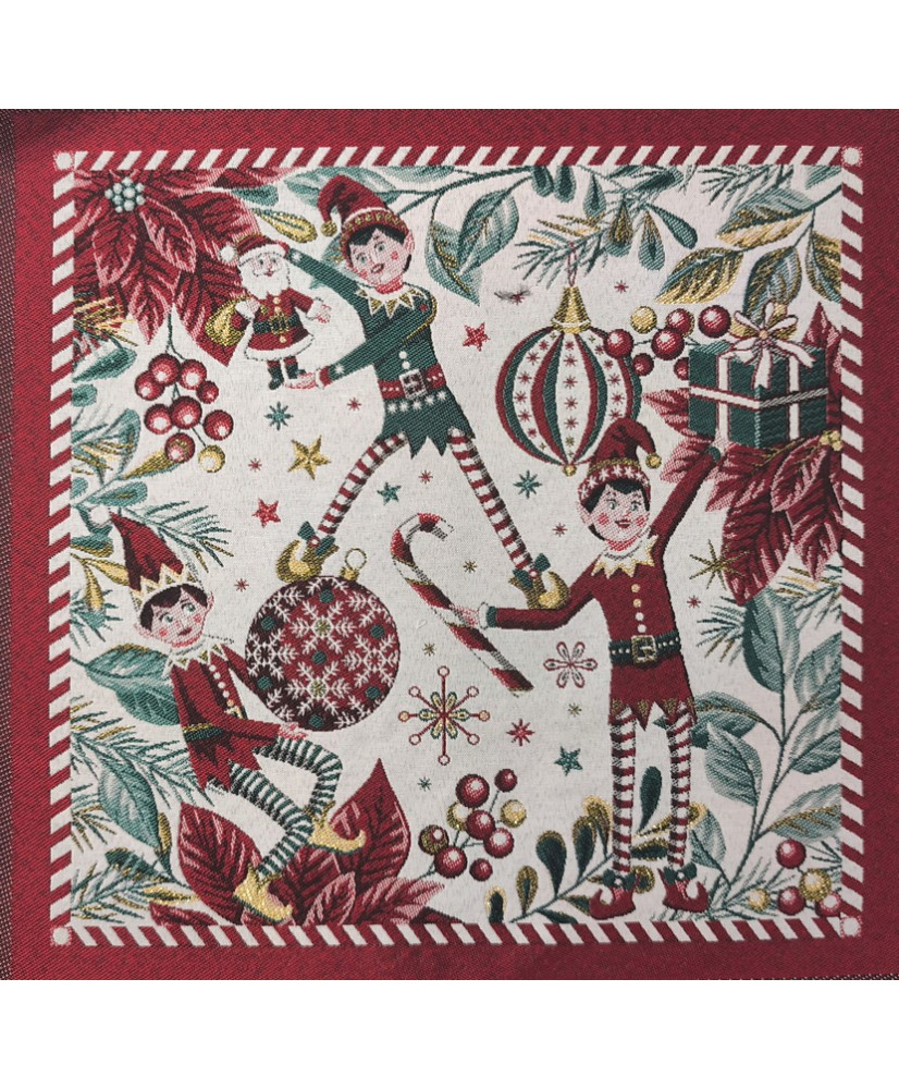 Carré jacquard Motifs Noël "Lutin Taquin"