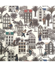 Toile 1/2 panama coton - Wood city-280 cm