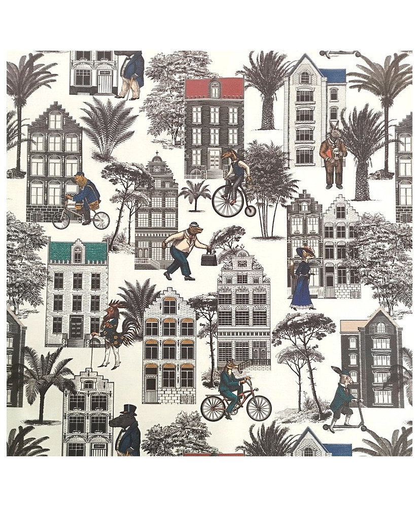 Toile 1/2 panama coton - Wood city-280 cm