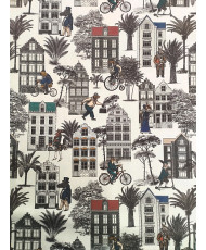 Toile 1/2 panama coton - Wood city-280 cm