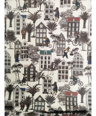 Toile 1/2 panama coton - Wood city-280 cm