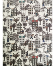 Toile 1/2 panama coton - Wood city-280 cm