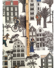 Toile 1/2 panama coton - Wood city-280 cm