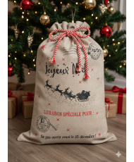 Panneau Noël Sacs Jouets DIY - Effet Jute Polyester