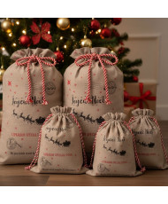 Panneau Noël Sacs Jouets DIY - Effet Jute Polyester