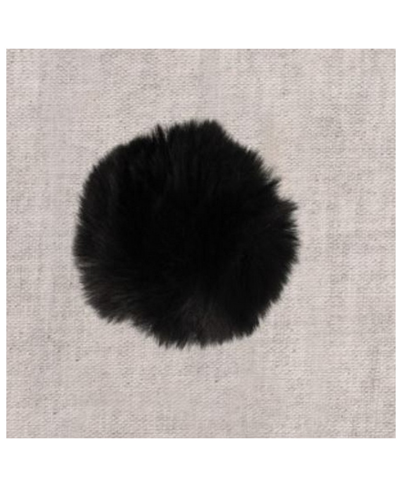 Pompon fourrure artificielle 10 cm - Noir