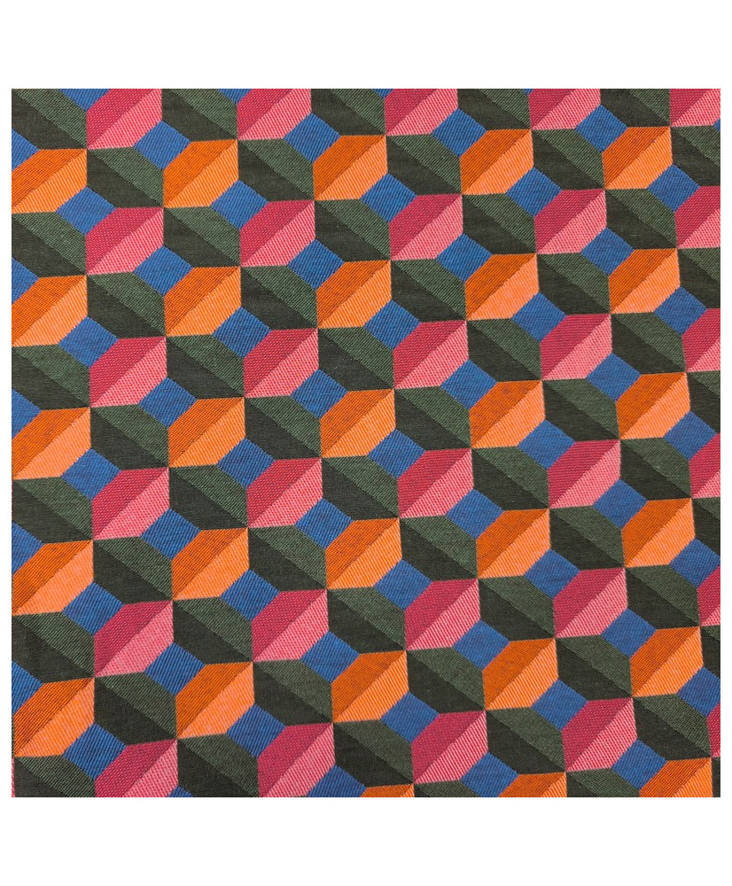 Jacquard Fabric “Paola” All Over Green/Fuchsia