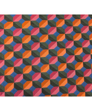 Jacquard Fabric “Paola” All Over Green/Fuchsia