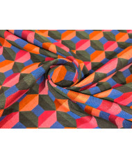 Jacquard Fabric “Paola” All Over Green/Fuchsia