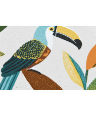 Coupon Tissu toile Polycoton Guyane multicolore 50 cm