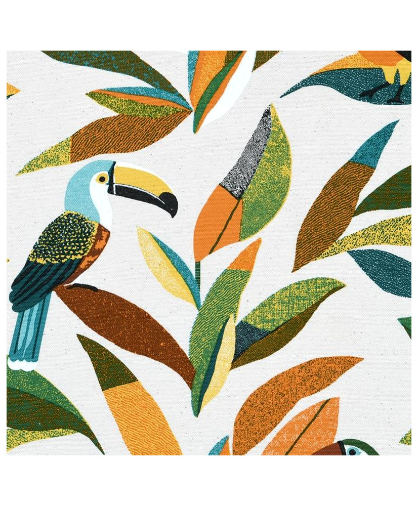 Coupon Tissu toile Polycoton Guyane multicolore 50 cm