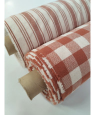 Coupon  Tissu Toile de coton tissé teint Celestin-carreaux-terracotta-2m x 1m50 de large