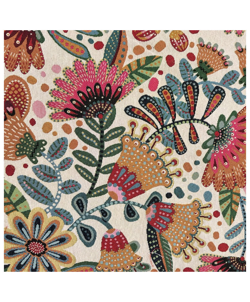 Jacquard Gina Fantaisie Floral – Tissu Épais pour Coussins et Rideaux