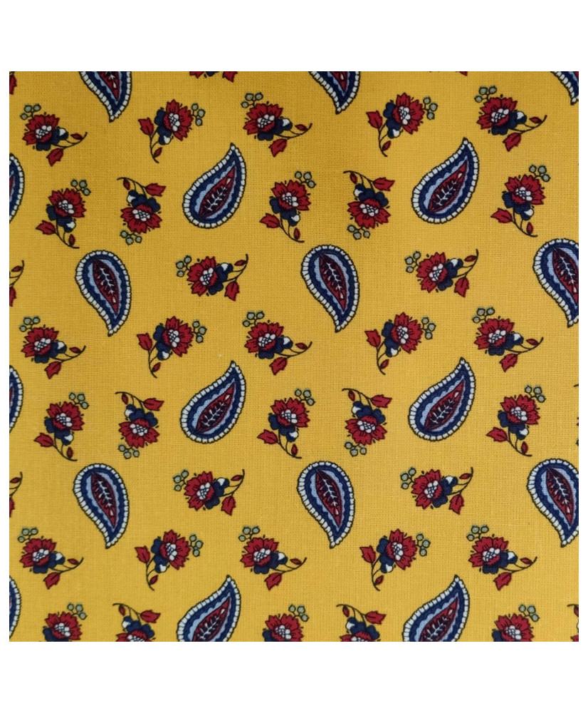Coupon Tissu Cretonne Arlésienne All over jaune 1 m