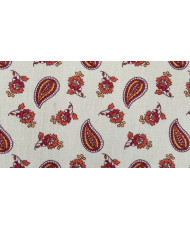 Coupon Tissu Cretonne Arlésienne All over fond ivoire/orange 2 m