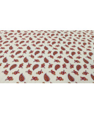 Coupon Tissu Cretonne Arlésienne All over fond ivoire/orange 2 m