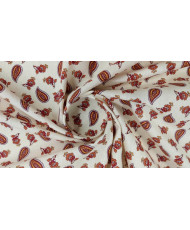 Coupon Tissu Cretonne Arlésienne All over fond ivoire/orange 2 m