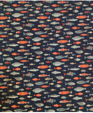 Coupon Cretonne Poissons Marine 2 m