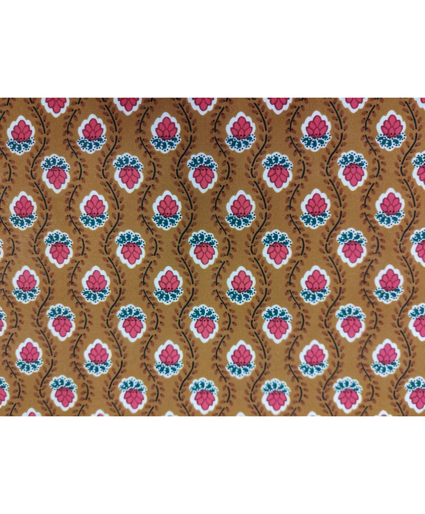 Coupon tissu coton 'Fleurette' peanut